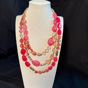 Elegant Pink and Gold Beaded Necklace